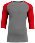 A4 Softek 3/4 Sleeve Raglan N3514 GRAPHITE SCARLET Front