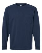 American Apparel Super Heavyweight Long Sleeve Pocket Tee AME-9410 SEA BLUE Pocket