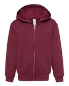 Jerzees Nublend Youth Full-Zip Hooded Sweatshirt 993B MAROON Pocket