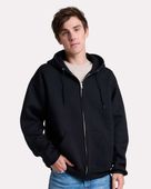 Jerzees Rugged Full-Zip Hooded Sweatshirt JER-Z12MR BLACK INK Pocket