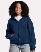 Jerzees Rugged Full-Zip Hooded Sweatshirt JER-Z12MR WASHED NAVY Pocket