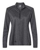 Adidas Women's Space Dyed Quarter-Zip Pullover Jacket ADI-A594 BLACK MELANGE Pocket
