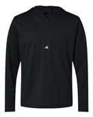 Adidas Lightweight Performance Quarter-Zip Hooded Pullover Jacket ADI-A596 BLACK Pocket