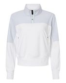 Adidas Women's Fleece Quarter-Zip Pullover Jacket ADI-A601 HALO BLUE Pocket