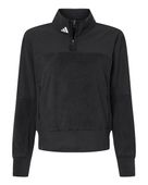 Adidas Women's Fleece Quarter-Zip Pullover Jacket ADI-A601 BLACK Pocket