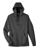 Team 365 Unisex Zone Hydrosport Heavyweight Full-Zip Hooded Sweatshirt TT95 DARK GREY HEATHER Pocket