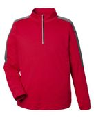 Core365 Men's Market Snag Protect Mesh Colorblock Quarter-Zip Pullover CE404 CLASSIC RED/ CARBON Pocket