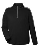 Core365 Men's Market Snag Protect Mesh Colorblock Quarter-Zip Pullover CE404 BLACK/ CARBON Pocket