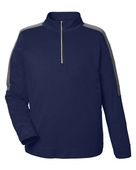 Core365 Men's Market Snag Protect Mesh Colorblock Quarter-Zip Pullover CE404 CLASSIC NAVY HEATHER/ CARBON Pocket