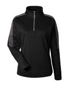 Core365 Women's Market Snag Protect Mesh Colorblock Quarter-Zip Pullover CE404W BLACK/ CARBON Pocket