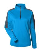 Core365 Women's Market Snag Protect Mesh Colorblock Quarter-Zip Pullover CE404W ELECTRIC BLUE/ CARBON Pocket