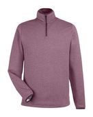 Core365 Men's Venture Heathered Stripe Quarter-Zip Pullover CE73 BURGUNDY/ WHITE Pocket