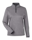 Core365 Women's Venture Heathered Stripe Quarter-Zip Pullover CE73W BLACK/ WHITE Pocket