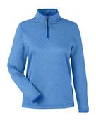 Core365 Women's Venture Heathered Stripe Quarter-Zip Pullover CE73W TRUE ROYAL/ WHITE Pocket