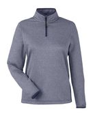 Core365 Women's Venture Heathered Stripe Quarter-Zip Pullover CE73W CLASSIC NAVY/ WHITE Pocket