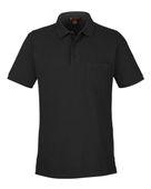 Harriton Men's Valiant Cotton Snag Protect Pocket Polo M205P BLACK Pocket