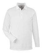 Harriton Men's Charge Snag And Soil Protect Long Sleeve Polo M208L WHITE Pocket