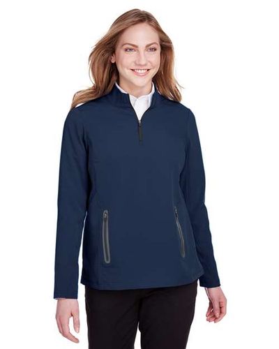 North End Women's Quest Stretch Quarter-Zip Pullover Jacket NE401W CLASSIC NAVY/ CARBON Pocket