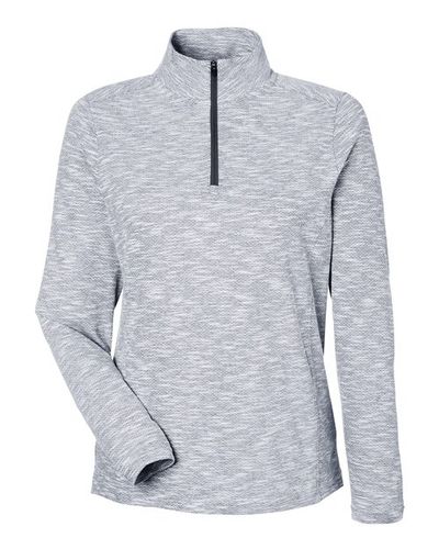 North End Women's Eclipse Jacquard Quarter-Zip Pullover Jacket NE415W BLACK HEATHER Pocket