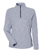 North End Women's Eclipse Jacquard Quarter-Zip Pullover Jacket NE415W CLASSIC NAVY HEATHER Pocket