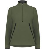 Ladies Chill Fleece 2.0 1/2 Zip Open Bottom Pullover OLIVE Pocket