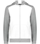 Youth Three-Season Fleece Full Zip Front Pouch Pocket Hoodie WHITE/GREY HEATHER Pocket