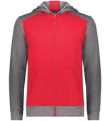 Youth Three-Season Fleece Full Zip Front Pouch Pocket Hoodie SCARLET/CARBON HEATHER Pocket