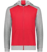 Youth Three-Season Fleece Full Zip Front Pouch Pocket Hoodie SCARLET/GREY HEATHER Pocket
