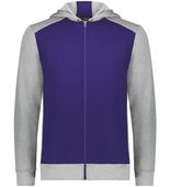 Youth Three-Season Fleece Full Zip Front Pouch Pocket Hoodie PURPLE/GREY HEATHER Pocket