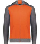 Youth Three-Season Fleece Full Zip Front Pouch Pocket Hoodie ORANGE/CARBON HEATHER Pocket