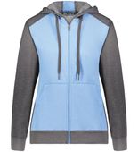 Ladies Three-Season Fleece Full Zip Front Pouch Pocket Hoodie COLUMBIA BLUE/CARBON HEATHER Pocket