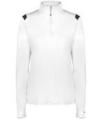 Badger Ladies On The Rise 1/4 Zip Pullover 426600 WHITE/BLACK (BA) Pocket
