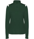 Badger Ladies On The Rise 1/4 Zip Pullover 426600 FOREST/WHITE (BA) Pocket