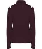 Badger Ladies On The Rise 1/4 Zip Pullover 426600 MAROON/WHITE (BA) Pocket