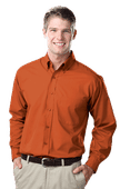 Blue Generation Men's LS Value Poplin Shirts BURNT ORANGE Pocket