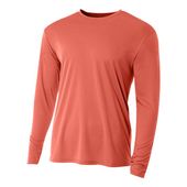 A4 Cooling Performance Adult Long Sleeve Crew CORAL Front