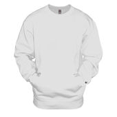 Badger Sport Adult Pocket Crew Sweatshirt w/Kangaroo Pocket WHITE Front