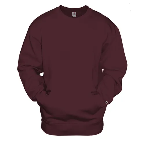 Badger Sport Adult Pocket Crew Sweatshirt w/Kangaroo Pocket