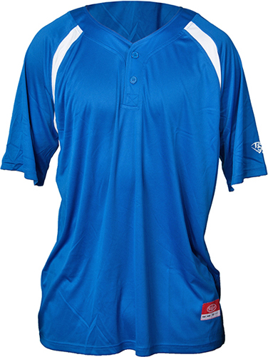 Louisville Slugger 2-Button Henley Game Jersey. Decorated in seven days or less.