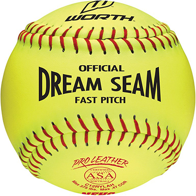 Worth 12" ASA Dream Seam PL Fastpitch Softballs EA