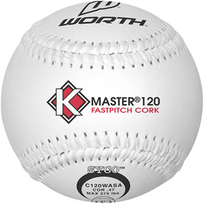 Worth 12" ASA K-Master White Fastpitch Softballs