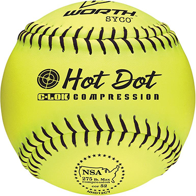 Worth 12" NSA Hot Dot SYCO Slowpitch Softballs