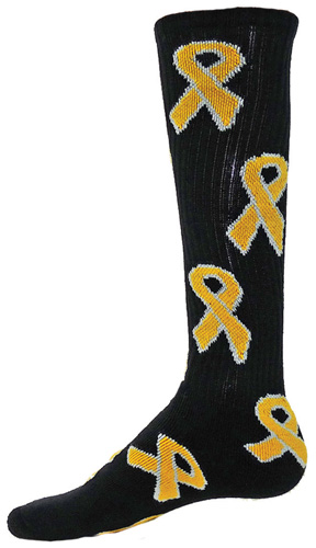 Red Lion Childhood Cancer Gold Ribbon Socks - Soccer Equipment and Gear