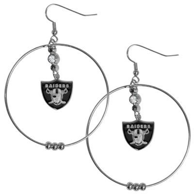 Silver Moon NFL Oakland Raiders Hoop Earrings