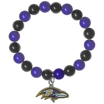 Silver Moon NFL Baltimore Ravens Bead Bracelet