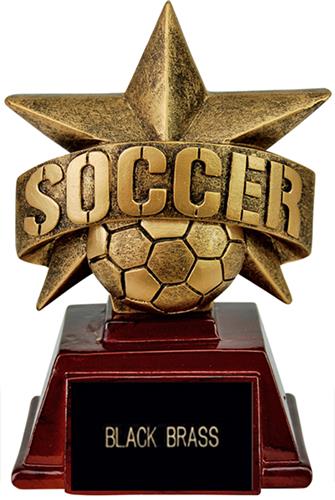 Hasty Awards 6" All Star Resin Soccer Trophy. Engraving is available on this item.
