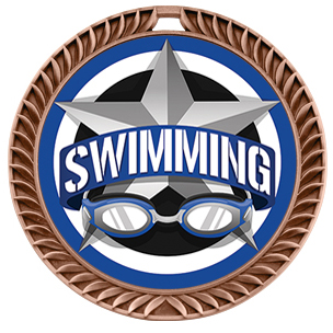 Hasty 2.5" Crest Medal Swimming All-Star Insert. Personalization is available on this item.