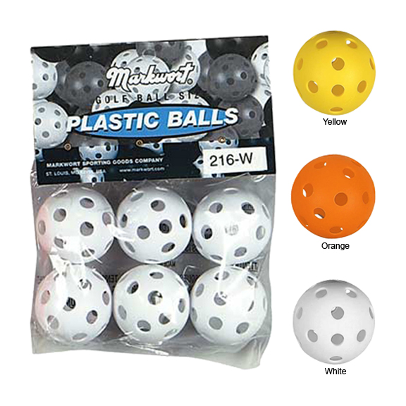 E10117 Markwort 5" Perforated Plastic BaseballsPkg of 6