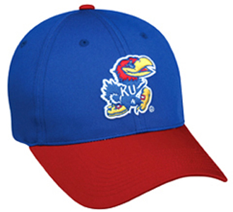 Men’s The Game Kansas Jayhawks Color Block Baseball Hat sz 7 1/4 Blue Red