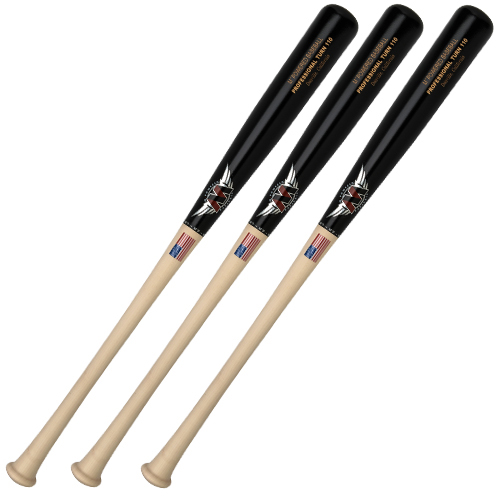 M Powered M-110 Black Maple Baseball Bat-Set of 3